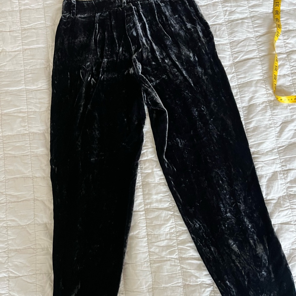 Giorgio Armani Black/charcoal silk blend Velvet trouser pants size 42 US size 4